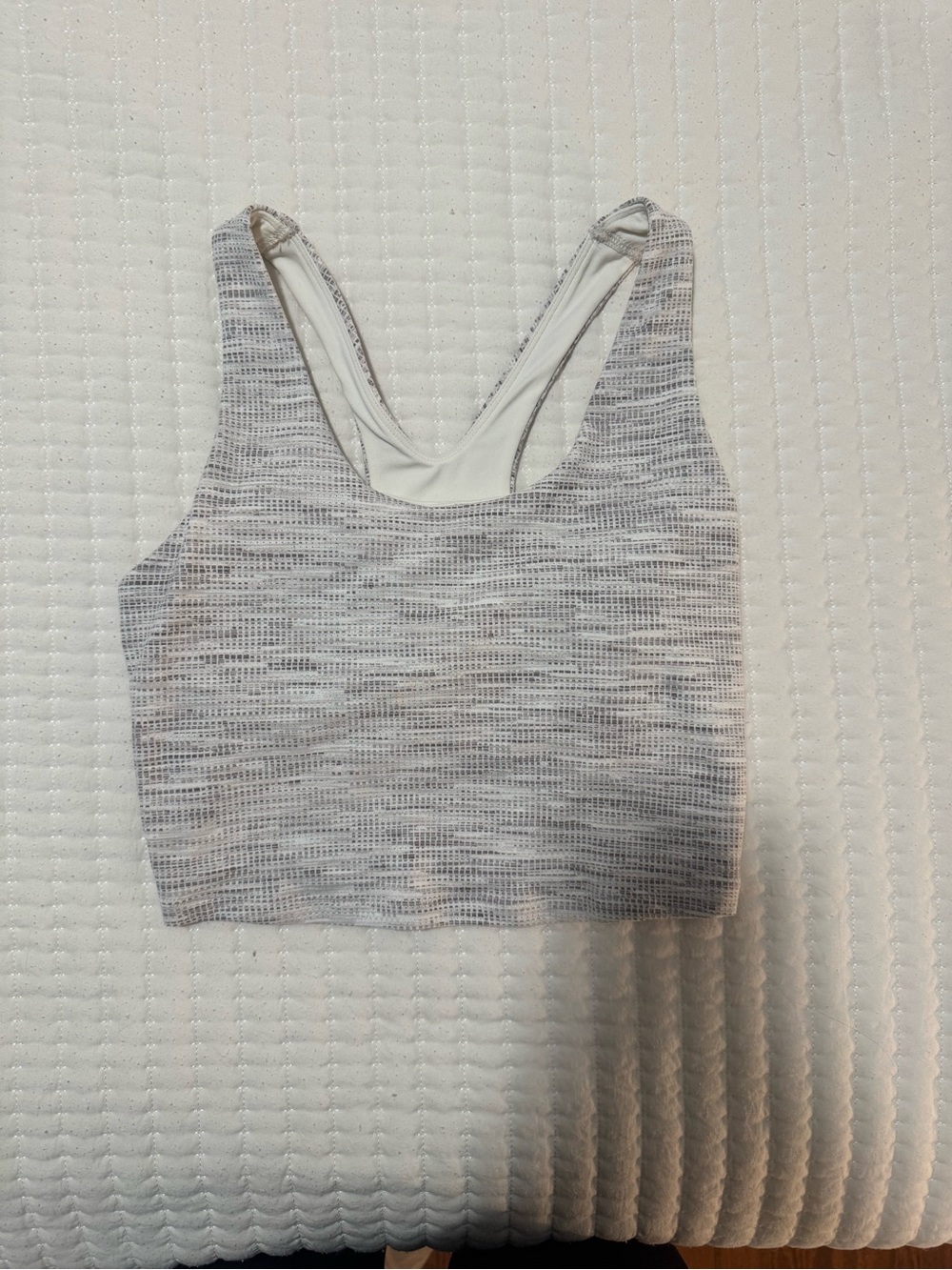 CALIA by Carrie Underwood Heathered White and Gray Racerback Tank